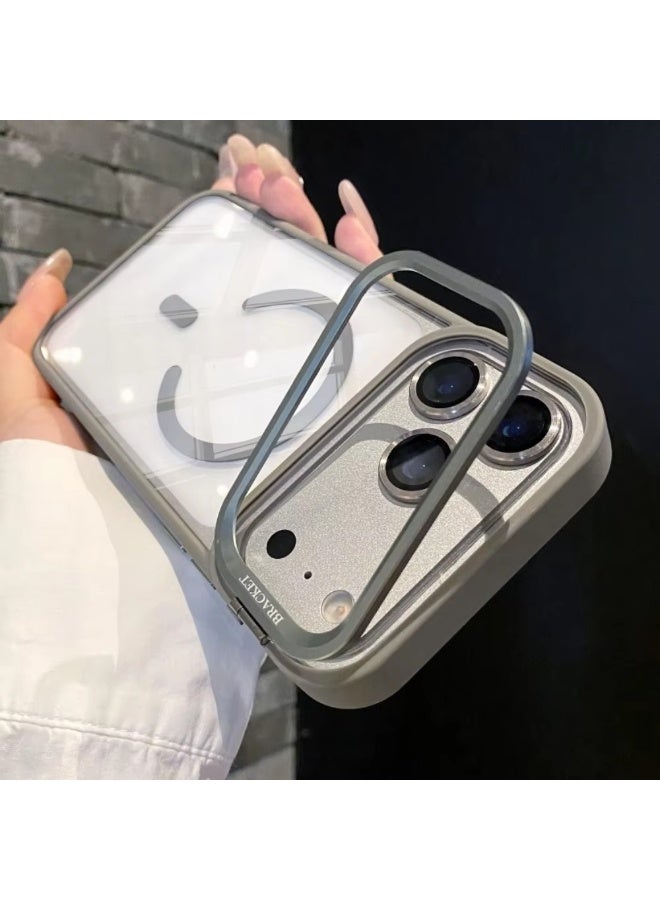 جراب شفاف مزود بحامل كاميرا مدمج قابل للتعديل لهاتف iPhone 17 Pro، جراب مغناطيسي شفاف مزود بعدسة كاميرا لهاتف iPhone 17 Pro - Image 1
